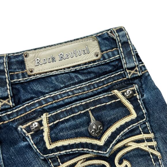 Rock Revival Jeans Kelly‎ Skinny Medium Wash Denim Pants Women's 28 Flap Pocket - Picture 12 of 15